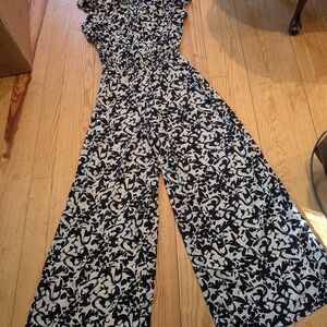 MSK Black and Cream Patterned Jumpsuit